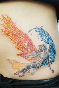 beauty belly fashion color angel tattoo pattern