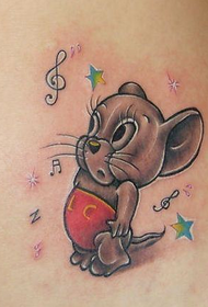 abdominal cat and mouse cute little Jerry tattoo