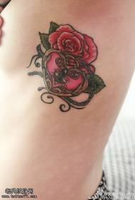 locked heart rose tattoo pattern