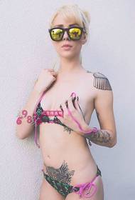 European model sexy belly tattoo image