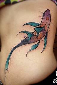 abdomen a small flower fish tattoo pattern