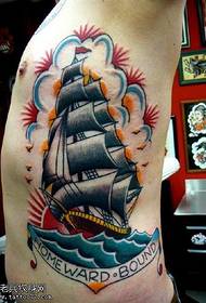 flanked large sailing tattoo pattern