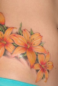 ຄວາມງາມສີທ້ອງທ້ອງ lily tattoo ຮູບແບບ