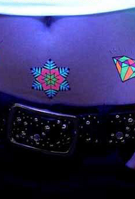girl belly fluorescent diamond tattoo