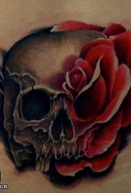 abdomen rose skull tattoo pattern