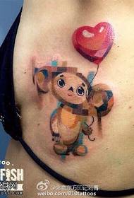 Patrón de tatuaxe de mono de barriga