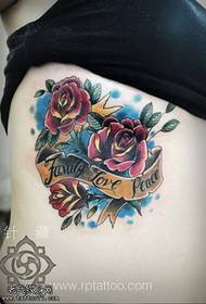 female abdomen color school rose tattoo pattern