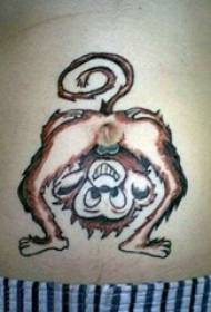 monkey tattoo boy abdomen fun monkey tattoo picture  28212 - Abdominal tattoo boys belly color symbol tattoo picture