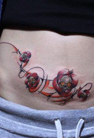 Abdomen Taro Modèl Tattoo flè fanm lan