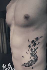 abdominal beautiful feathered tattoo pattern picture