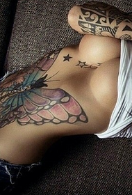 beautiful pretty full belly butterfly tattoo