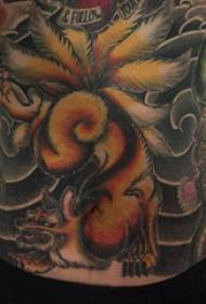 Nine-tailed fox tattoo picture male belly color nine-tailed fox tattoo picture