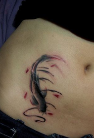 beauty belly ink painting squid tattoo pattern