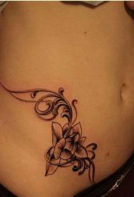 Fashion sexy beauty belly beautiful lotus tattoo pattern picture