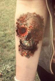 Tattoo show picture recommend a woman's arm color skull tattoo pattern