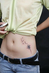 beauty woman sense belly dandelion tattoo pattern