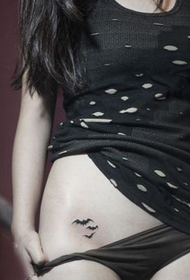 female Child's belly trend of totem small bat tattoo picture