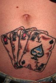 abdominal color playing card tattoo pattern