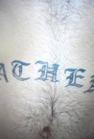 Patrón de tatuaje de letras florais do abdome