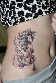 beauty abdomen popular beautiful mermaid tattoo pattern