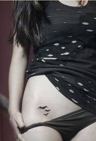 girl abdomen fashion good-looking totem small bat tattoo picture
