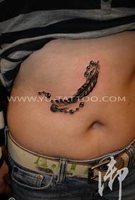 Abdominal Feather Tattoo Picture