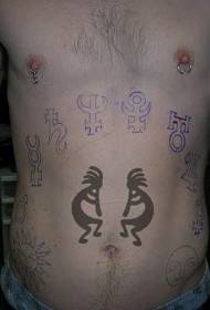 Abdomen Africa Play Man Symbol Tattoo Pattern