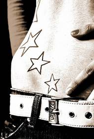 waist black and white five-pointed star tattoo picture