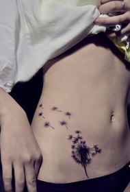 sexy girl belly personality dandelion tattoo