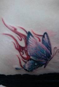 Patrón de tatuaje de chama de mariposa de bo aspecto de abdome