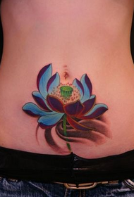 beauty belly color lotus tattoo pattern