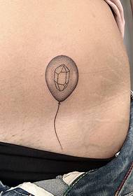 abdominal balloon pricks and geometric tattoo pattern