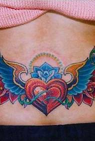 Waist love wings tattoo pattern