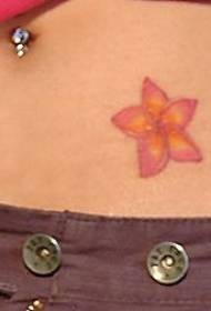 abdominal color small fresh flower tattoo pattern