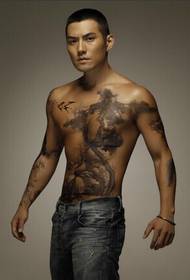 handsome upper body personality welcoming pine swallow tattoo
