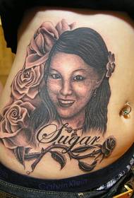 buik mooie schoonheid portret tattoo