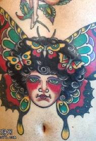 abdomen pintat patró de tatuatge de papallona