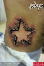a belly branded five-pointed star tattoo works
