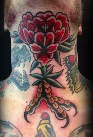 neck old school Color eagle claw flower tattoo pattern