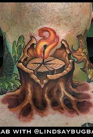 neck tree flame personality tattoo pattern