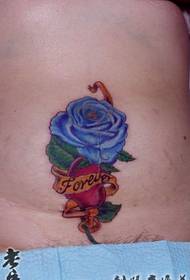 beauty belly Color love rose tattoo pattern