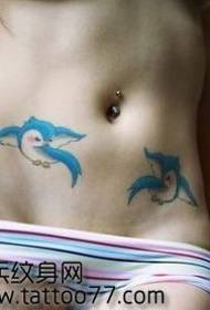 sexy beauty belly bird tattoo pattern