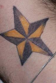 Yellow and Black Pentagram Neck Tattoo Pattern