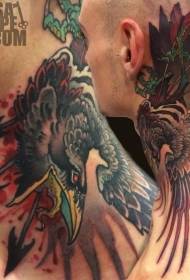 cuello color sangriento cuervo flecha tatuaje patrón