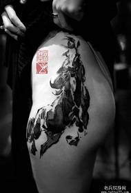 female hips Seductive running horse tattoo pattern