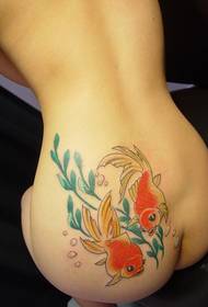 beauty waist to hip color small goldfish tattoo pattern picture