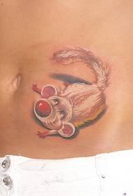 Vzorec tatoo na trebuhu: trebušni barva majhen vzorec tetovaže miške