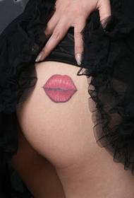 sexy nga beauty hips personality lip tattoo pattern