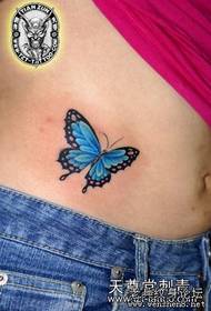 Abdominal Tattoo Pattern: Beauty Abdomen Color Butterfly Tattoo Pattern