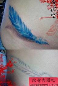 mave tatoveringsmønster: skønhed mave farve fjer tatoveringsmønster 30798-abdominal tatoveringsmønster: underlivsfarve lille svale tatoveringsmønster